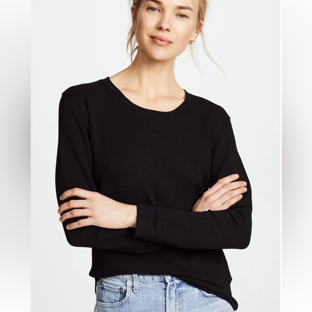 Monrow Jet Black Pullover Sweatshirt